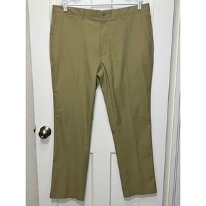 Cremieux Performance Mens Khaki Tan Dress Pants Trousers 38x31 Flat Front